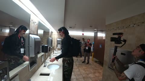 Dr. Disrespect goofing around in the E3 bathroom