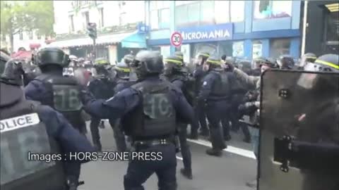 People go to the streets of Paris, France to protest against price hikes, sanctions against Russia