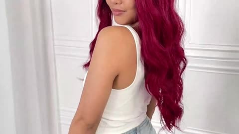 13*2" Lace Front Wigs Synthetic Wave 24" 150% Density (Blazing Red)❤️‍🔥