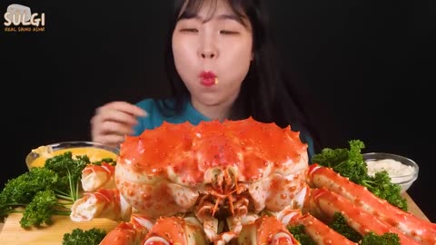 ASMR MUKBANG 4kg king king crab, cheese sauce, tartar sauce, chili sauce, eating