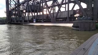 Train Crossing a Very Swollen River Both Directions