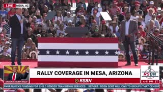 Kash Patel and Richard Grenell speak on stage at the Trump rally in Arizona.