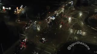 Current scene at the Ambassador Bridge blockade