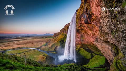 1 Hour of Peaceful Iceland Waterfall Relaxing Music for Studying and Healing