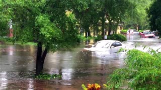 Car Floats Though Flood