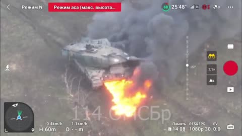 Újabb Leopard harckocsi lángol az ukrán fronton Avgyejevka közelében