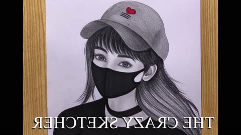 How to draw Girl with Mask & Cap - Step by step