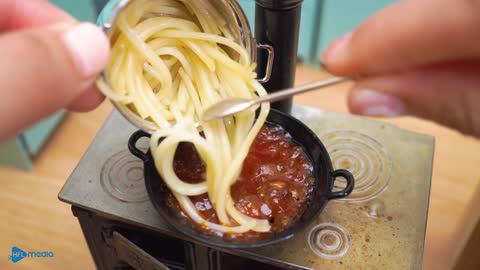 AMAZING!! How To Make Miniature SPAGHETTI MEATBALLS Like A Master Chief - ASMR Cooking Mini Food