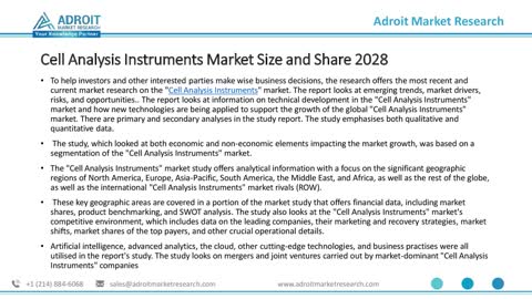 Cell Analysis Instruments Market Share Report,Industry Trends Outlook 2028