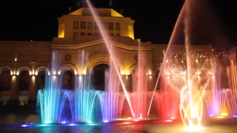 Night Yerevan - Republic Square, Singing Fountains. (10.04.2018)