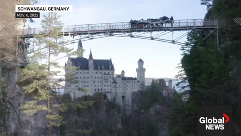 COP27: Drone shows climate activists' huge protest poster near German castle