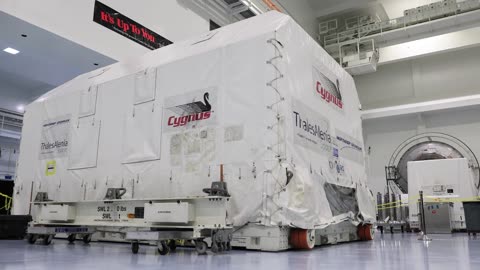 NG Cygnus Pressurized Cargo Module (PCM) Arrival at SSPF and Move to High Bay