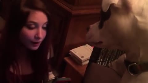 Dog Imitates Girl Howling
