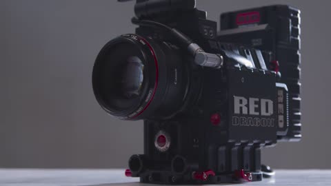 Low Angle Shot Orbiting Around RED Dragon Cinema Camera