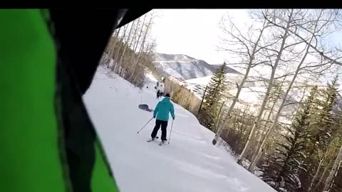 Guy Wipes Out on Skis in Slow Motion
