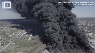 Drone Footage Shows Full View of Indiana Recycling Plant Fire