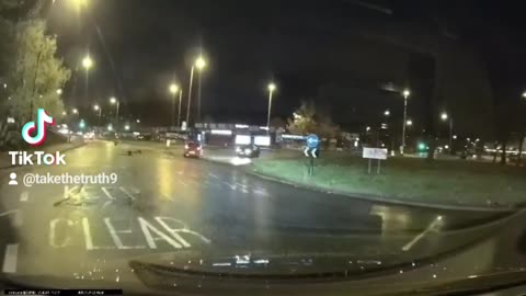 lucky escape - car goes flying over roundabout by Asda Small Heath Birmingham