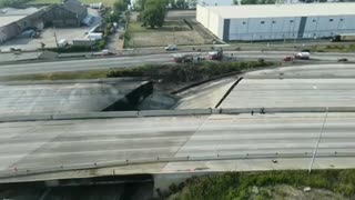 Drone video shows major collapse of northbound lanes of I-95