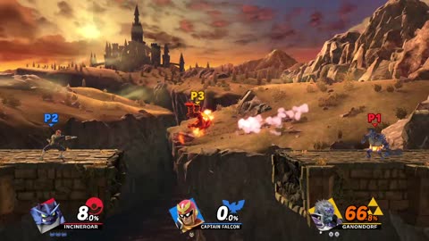 Incineroar vs Captain Falcon vs Ganondorf on Bridge of Eldin (Super Smash Bros Ultimate)