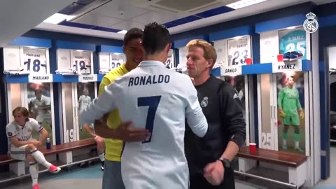 Ronaldo hat-trick celebrations in the dressing room