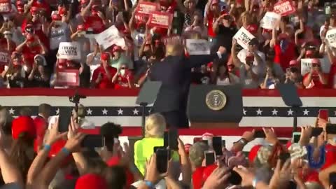 Trump ends his rally by dancing to YMCA