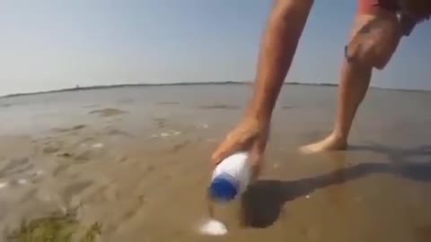 He puts some salt on the beach