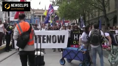 Melbourne Australia Covid Restriction And Mandatory Vaccine Protest