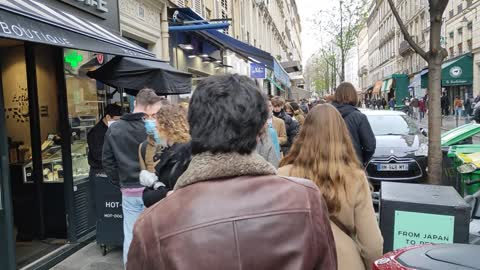 Crowded street in Paris