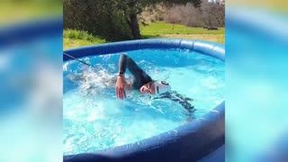 Olympic Swimming Champ Trains In Paddling Pool