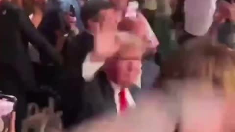 Crowd chants "USA" "USA" as donald trump arrives at UFC