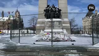 The National War Memorial in Ottawa has been fenced off