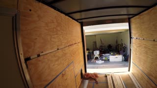 Bunk beds in the front of cargo trailer conversion