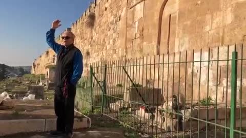 Tim speaking at the Temple Mount in Jerusalem on the Prophetic Significance of the Dome of the Rock