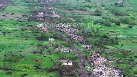 Drone showing the total destruction of the town of Bogdanovka due to the war
