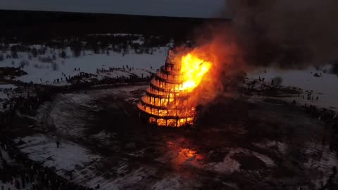 The Tower of Babel Replica Burning