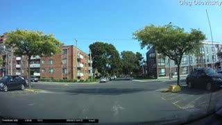 Car Takes Out Stop Sign During Tight Turn