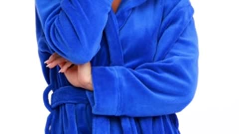 Women’s Robe, Plush Fleece Hooded Bathrobe with Two Large Front Pockets