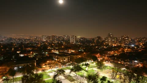 Moon rising at Mount Andes in Santiago de Chile