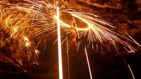 Spinning Sparks in a Lava Tube