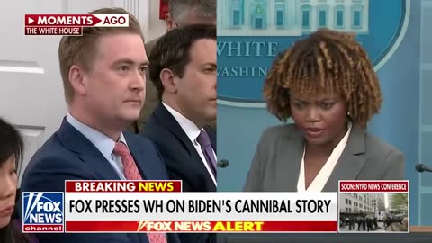 Peter Doocy presses KJP on Biden's cannibal story