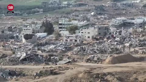 A drone films chilling scenes of the scale of destruction