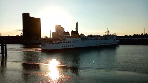 Ferry arrival at the Port of Emden (Germany)