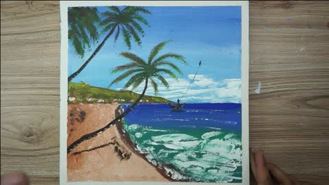 beach and sea painting |acrylic painting for beginners