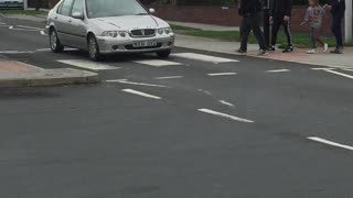 Driver on Crosswalk Gets Hood Walked On