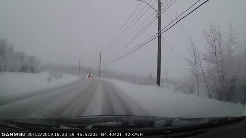 Drifting Driver Nearly Causes Collision in Canada