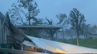 Hurricane Delta Tears Roof From Garage