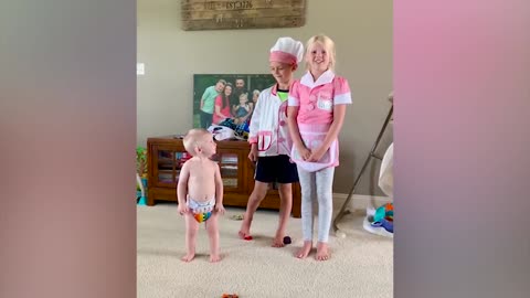 Funny Baby with Siblings