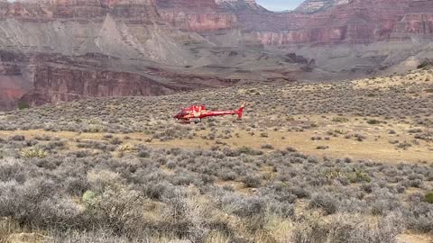 SAR helicopter at Tipoff point, Kaibob Trail, Grand Canyon