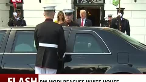 US President Donald Trump welcomes PM Modi at The White House