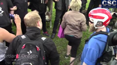 AntiFa Assaults Then Laughs At Elderly Woman At Portland Pro Trump FreeSpeechPDX Rally